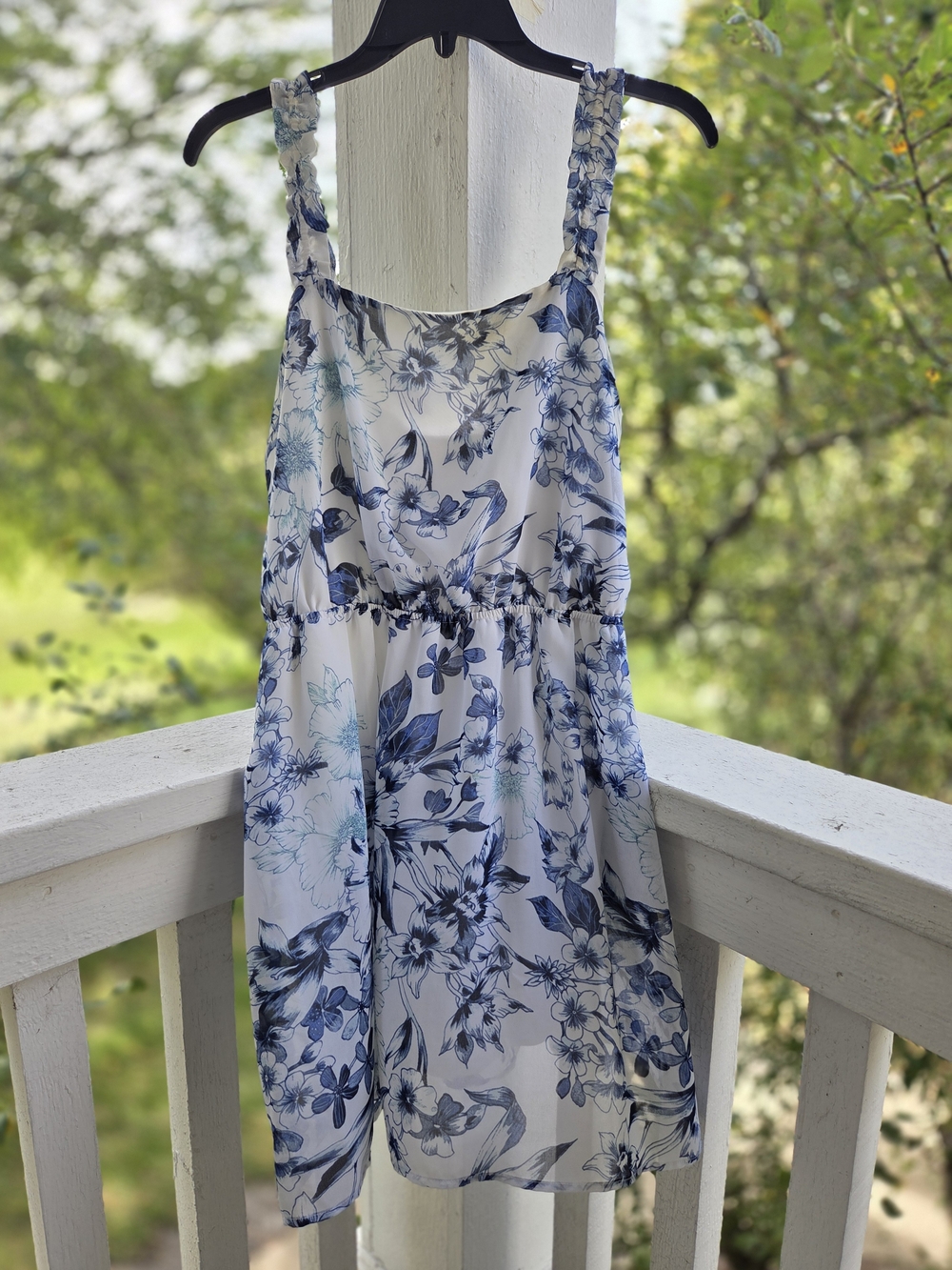 Maurices White Mini Dress with Blue Floral Print